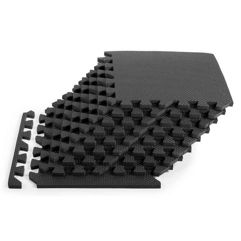 PROSOURCEFIT Extra Thick Exercise Puzzle Mat Black 24 in. x 24 in